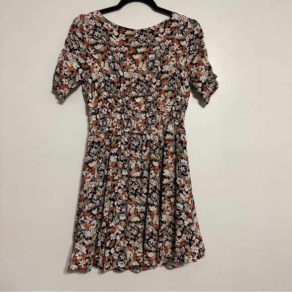 Free People Forget Me Not Mini Dress /Charcoal Floral Combo Size 6 - Picture 7 of 8